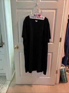 Black Short Sleeve Linen Casual Dress